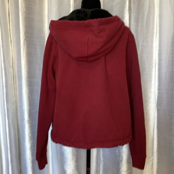 PINK Victoria’s Secret Women’s Large Burgundy Full Zip Fleece Lined Hoodie - Picture 3 of 9